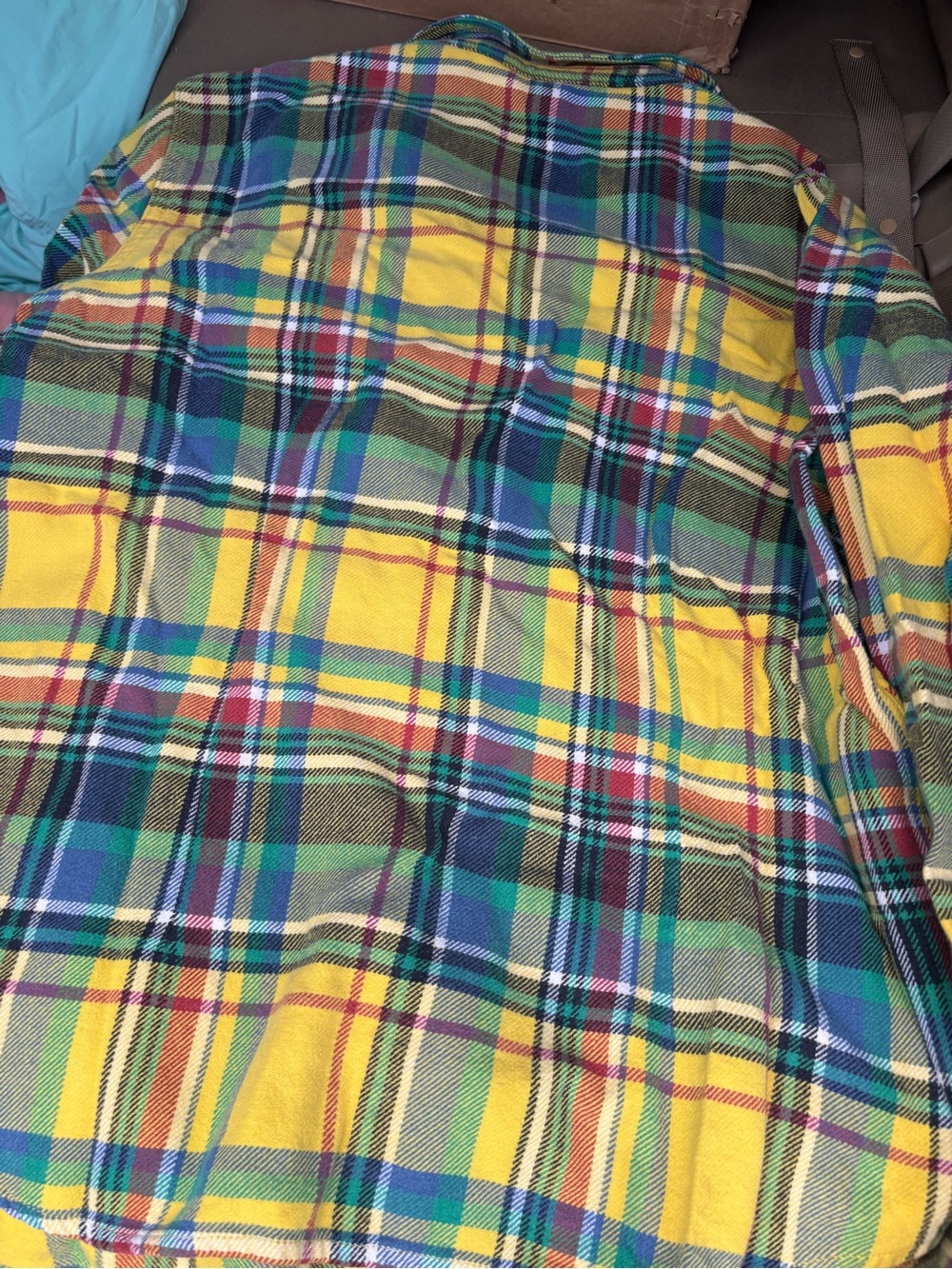 Chaps Yellow and Green Plaid Flannel Shirt - Picture 4 of 4